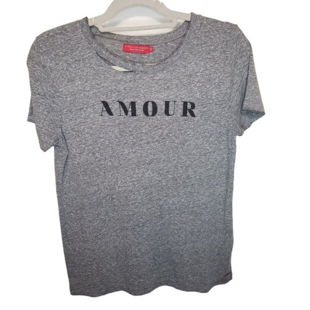 n: PHILANTHROPY Harlow Distressed Tee Grey - S